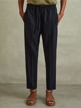 Reiss Hailey - Navy Drawstring Tapered Joggers